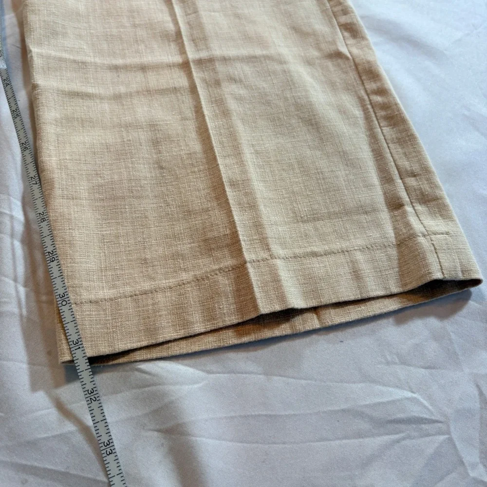 NHIH Linen Blend Straight Leg Pants Mens 36 Beige Tan Summer Beach Trousers